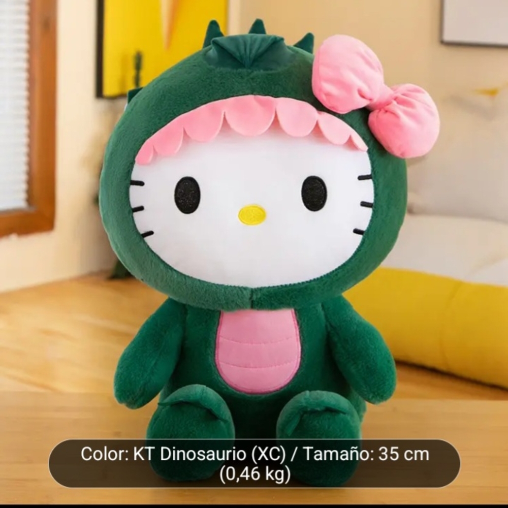 Hello Kitty Green and Pink Dinosaur Stuffed Animal